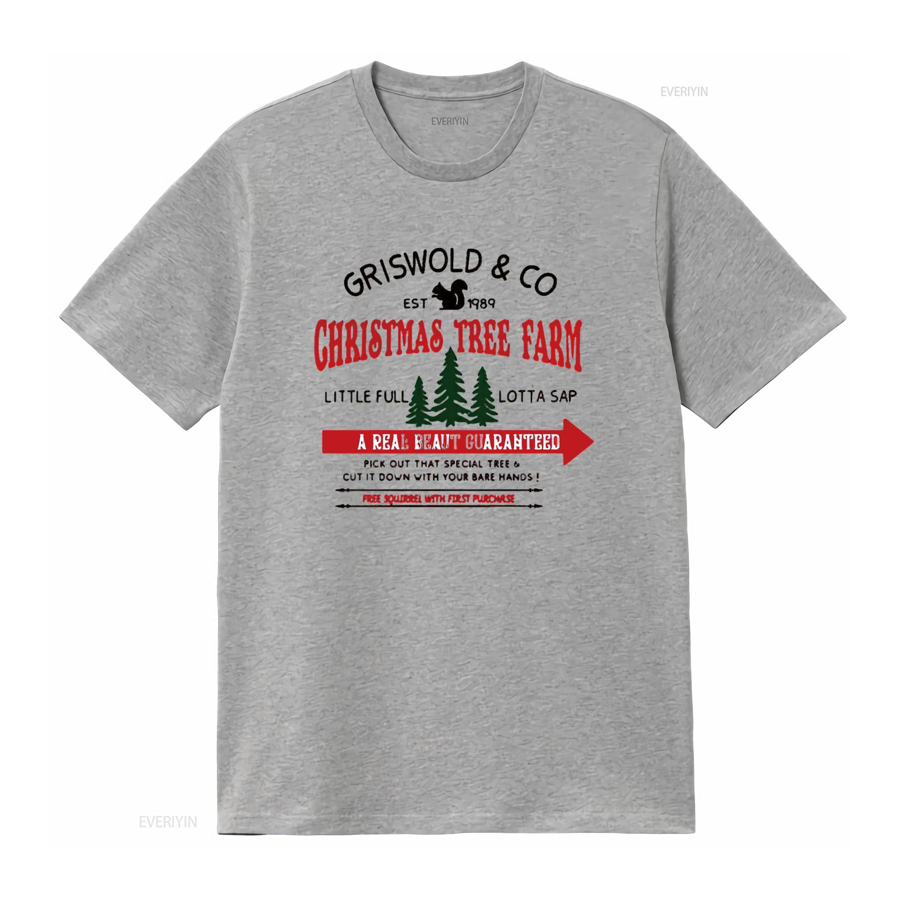 Griswold Co T shirt Christmas SweaT Tree Farm Family Vacation Xmas White Large vintage Washed fashion Versatile Breathable Soft S