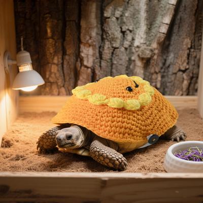Sonnenblumenpullover für Schildkröte Gestricktes Warmes Outfit mit Verstellbarem Riemen Winter Schildkrötenbekleidung für Cosplay-Party Fotoshooting