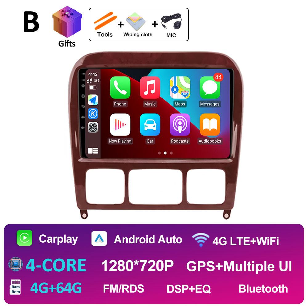 9 inch Android 14 For Mercedes Benz S Class W220 S280 S320 S350 S400 S430 S500 S600 AMG 1998 - 2002 2003 2004 2005 Head Unit BT