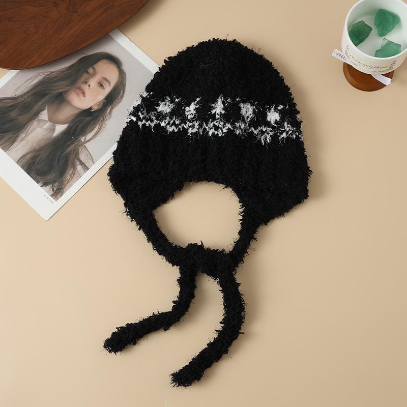 

Korean Version of Versatile Tie dye Plush Warm Hat Autumn and Winter Fashion Casual Big Head Flange Hat Outdoor Windproof Ear Protection Hat One Size