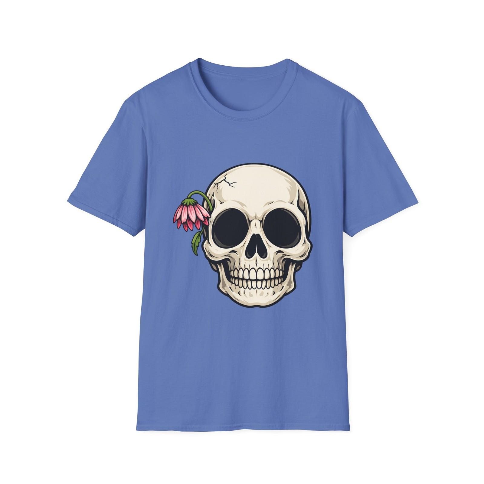 Unisex Softstyle T-Shirt Skull Gothic Dark Floral Horror Macabre Tattoo S разноцветный