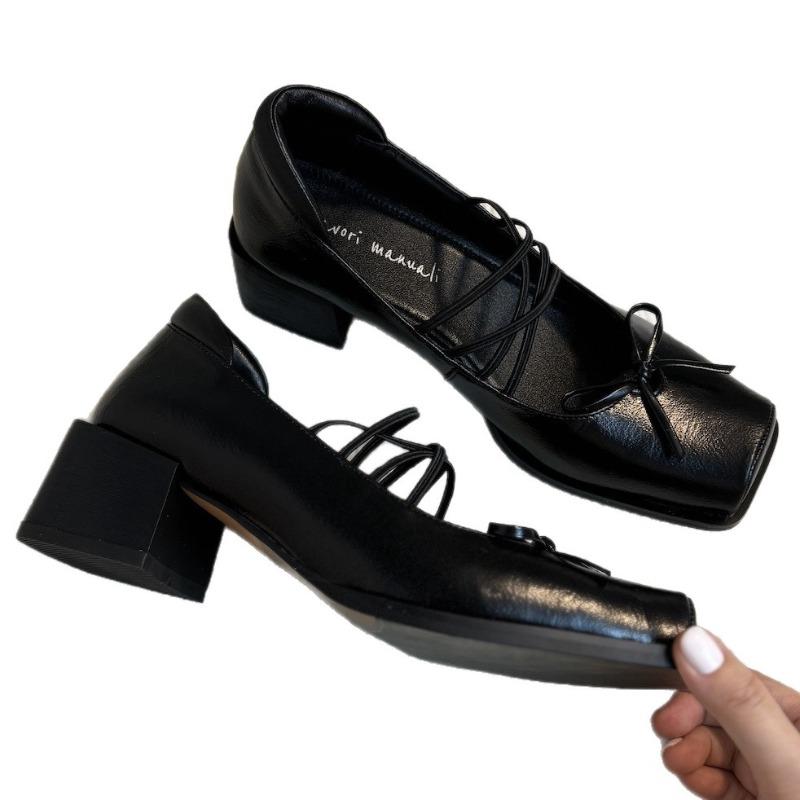 

Cross-laced Soft Leather Vintage Single Shoes 42 чорний