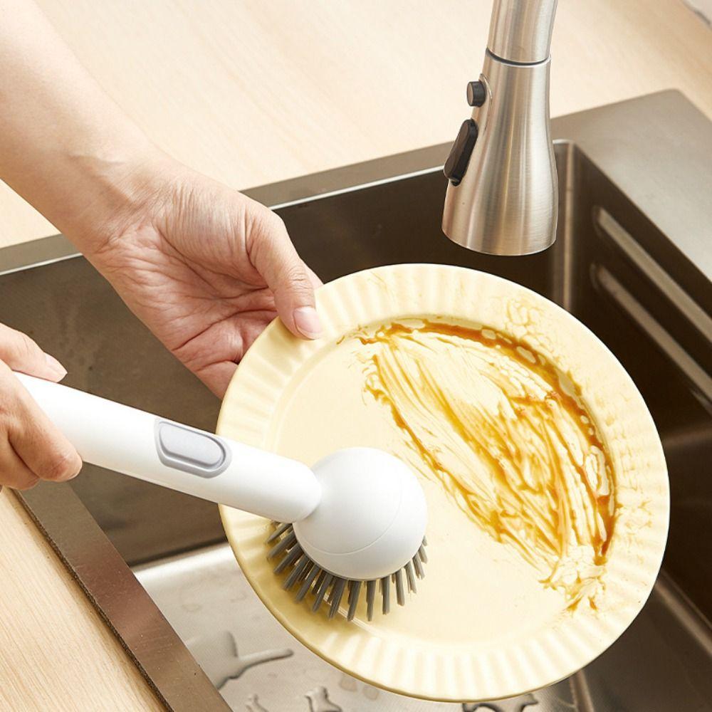 Press Out Liquid Refillable Liquid Washing Brush Dishwashing Brush  Kitchen Pots Dishes Sink