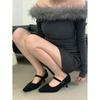 French Evening Breeze Temperament Fairy High Heels 2025 New Autumn and Winter Fashion Pointed Head Shallow Mouth Fine Heel Fluffy Single Shoes