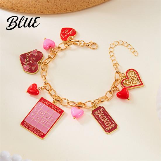 Alloy Bracelet Valentine Day Rose Flower Heart Letter Romantic Gift