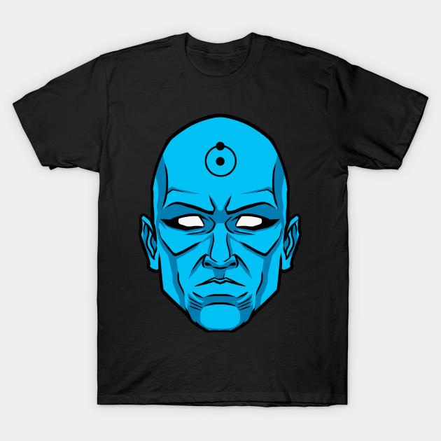 Men Black Print T-shirt Dr. Manhattan No-Cut Transfer Paper Print Cotton Tshirt L чёрный