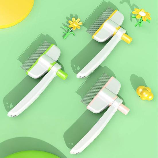 Self-Cleaning Pet Grooming Comb 180-Degree Rotatable Dog Detangling Brush Loose Fur Remover Comb for Long And Short Hair Cats Dogs