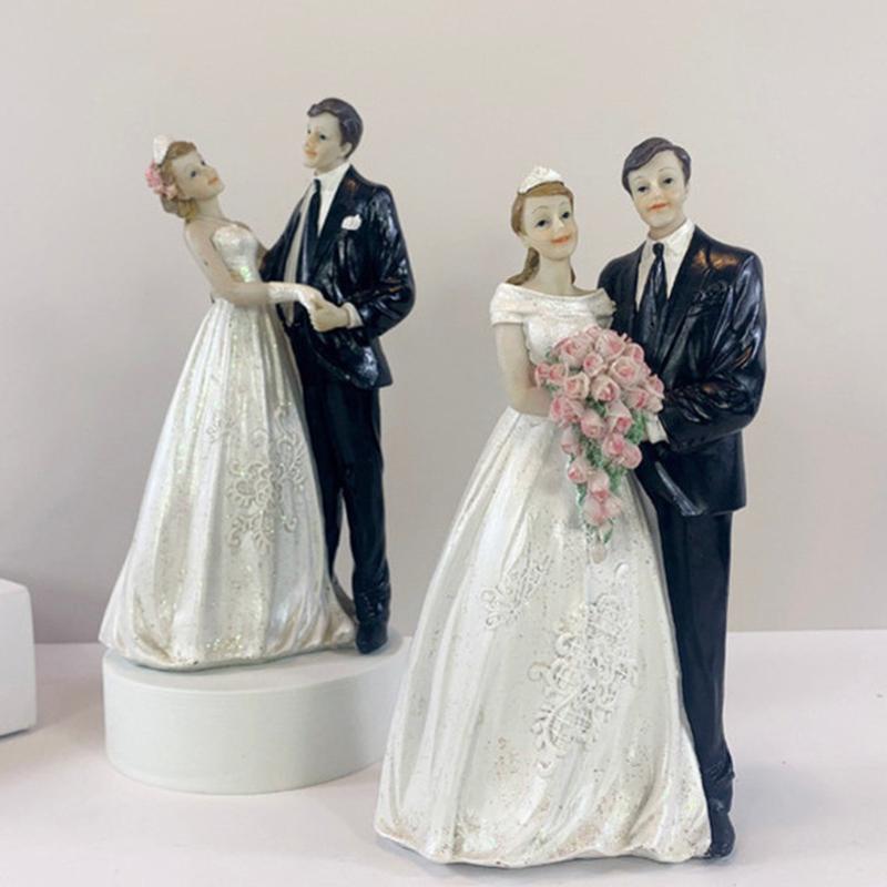 Topper Elegant Tort Nuntă Mire & Mireasă - Decorațiune pentru Aniversare, Petrecere Burlăcițe, Petrecere de Logodnă