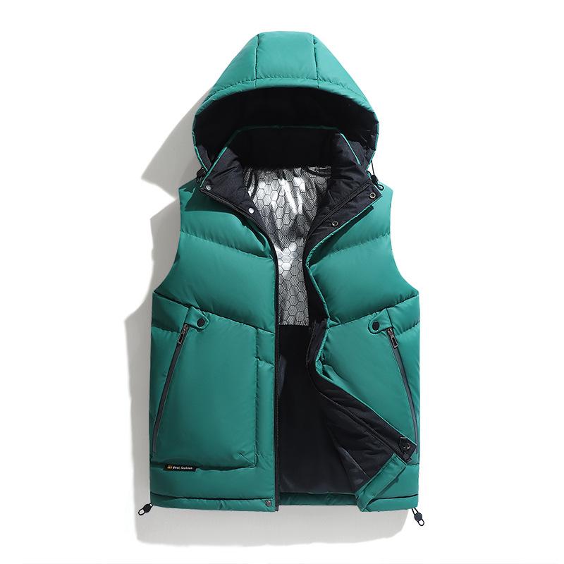 2025 new autumn and winter hoodie jacket fashion warm graphene heat-gathering windproof trend European size vest men's clothing