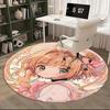 1pc Anime Design Round Carpet Office Chair Mat with Cute Girl and Flowers, Home Decor, Gaming Room