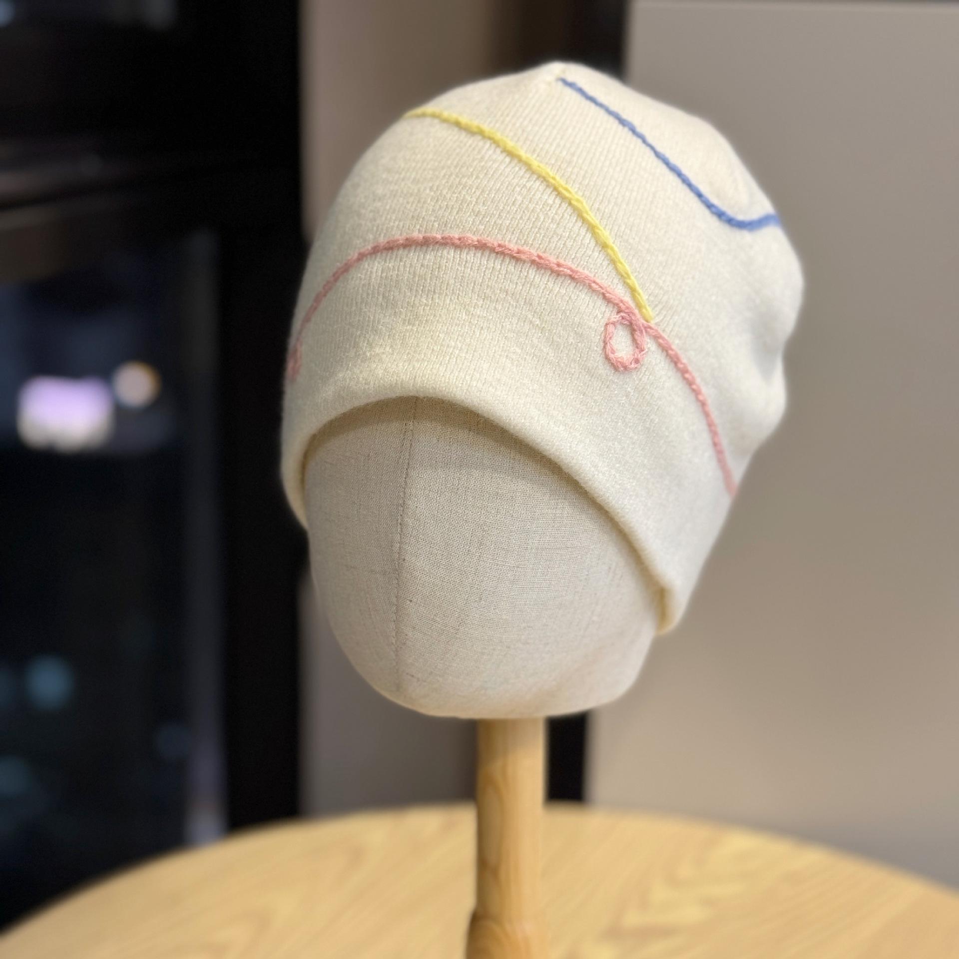 

New autumn and winter niche simple plain-knit Korean-style irregular knitted pullover hat with unique design trendy beanie Adult54-60Average Size бежевый