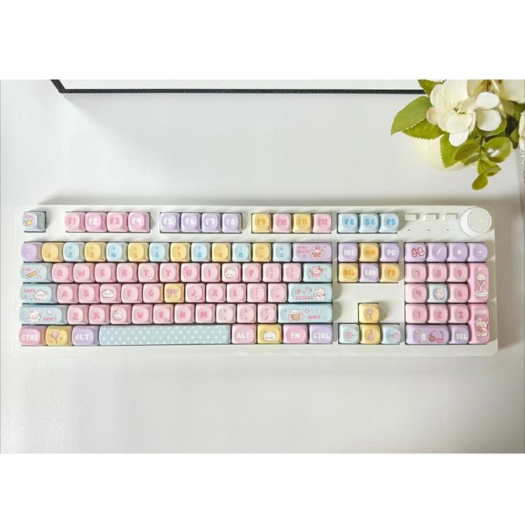 PBT Mechanical Keyboard Keycaps 131Keys Keycaps Candy Bear Theme Colorful MOA Height Heat Sublimated Set