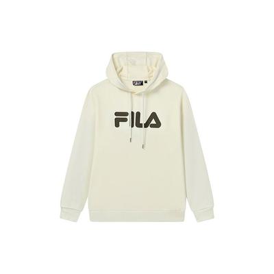 Fila Logo Print Letter Casual Loose Hoodie Long Sleeve Sweatshirt Unisex Tops Milk-Salt-White F51U238298F-IV