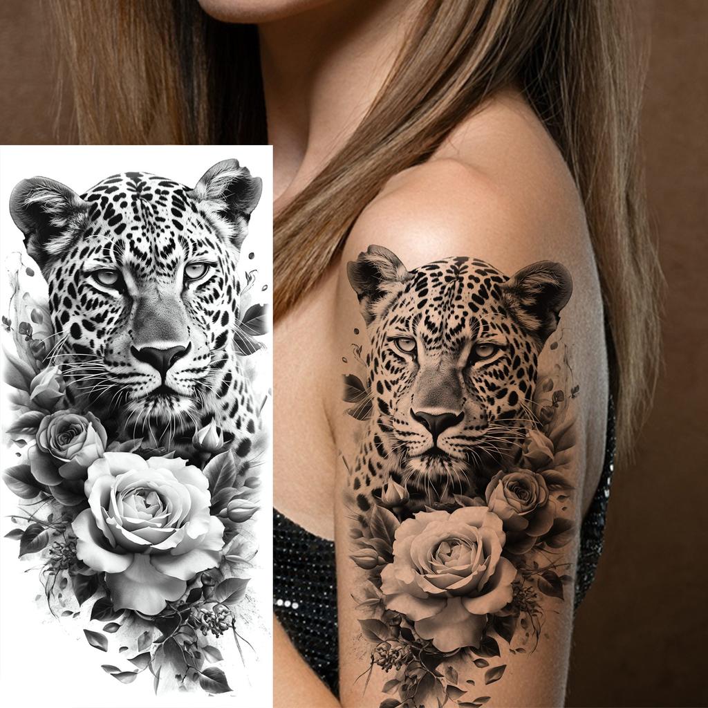 1 Sheet Sketch Flower Animals Temporary Tattoos For Women Long Lasting Waterproof Elephant Turtle Fake Tattoo Body Art Stickers