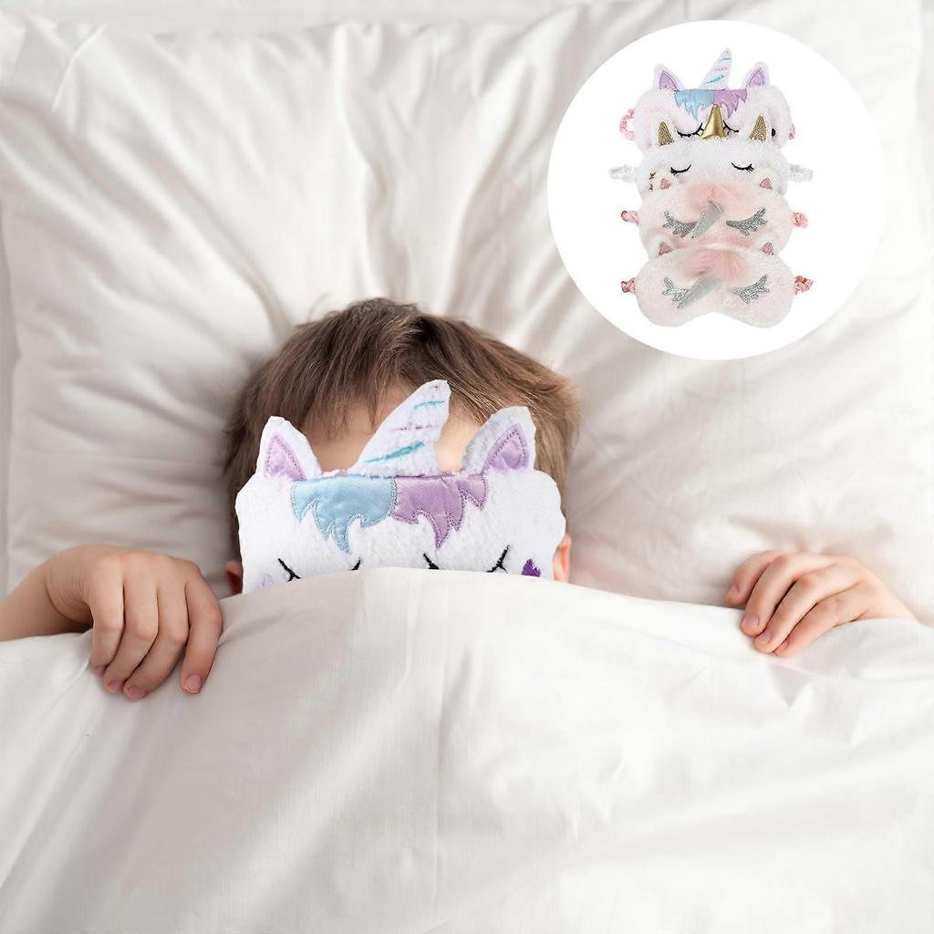 Eye Mask Unicorn Plush Blindfold for Sleep Use 4Pcs Assorted Color Pack