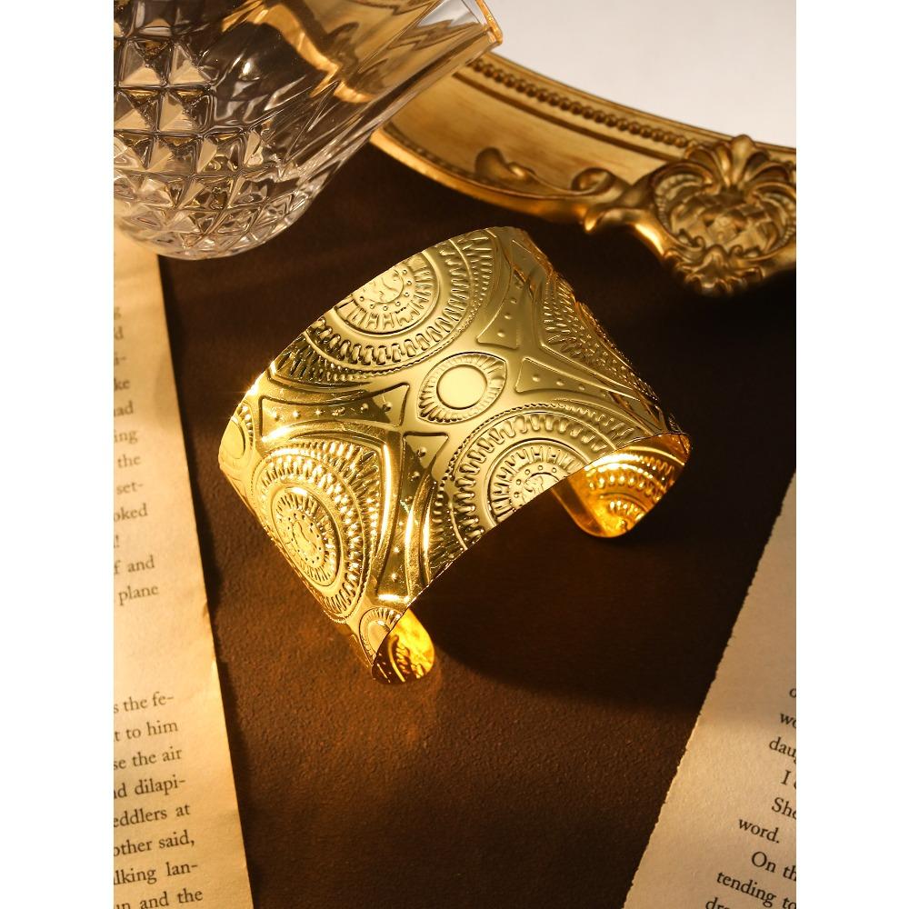 Bohemian Ethnic Style Tibetan Bracelet, High-end Ancient Silver Open Bracelet, Personalized Trendy Cool Arm Ring Jewelry.