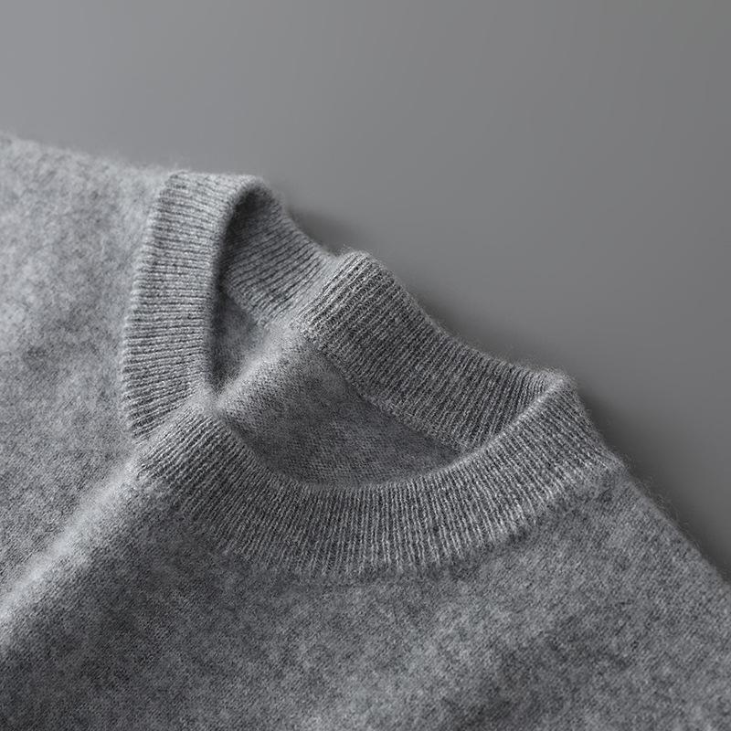 Herrtröja i enfärgad ullstickad casual