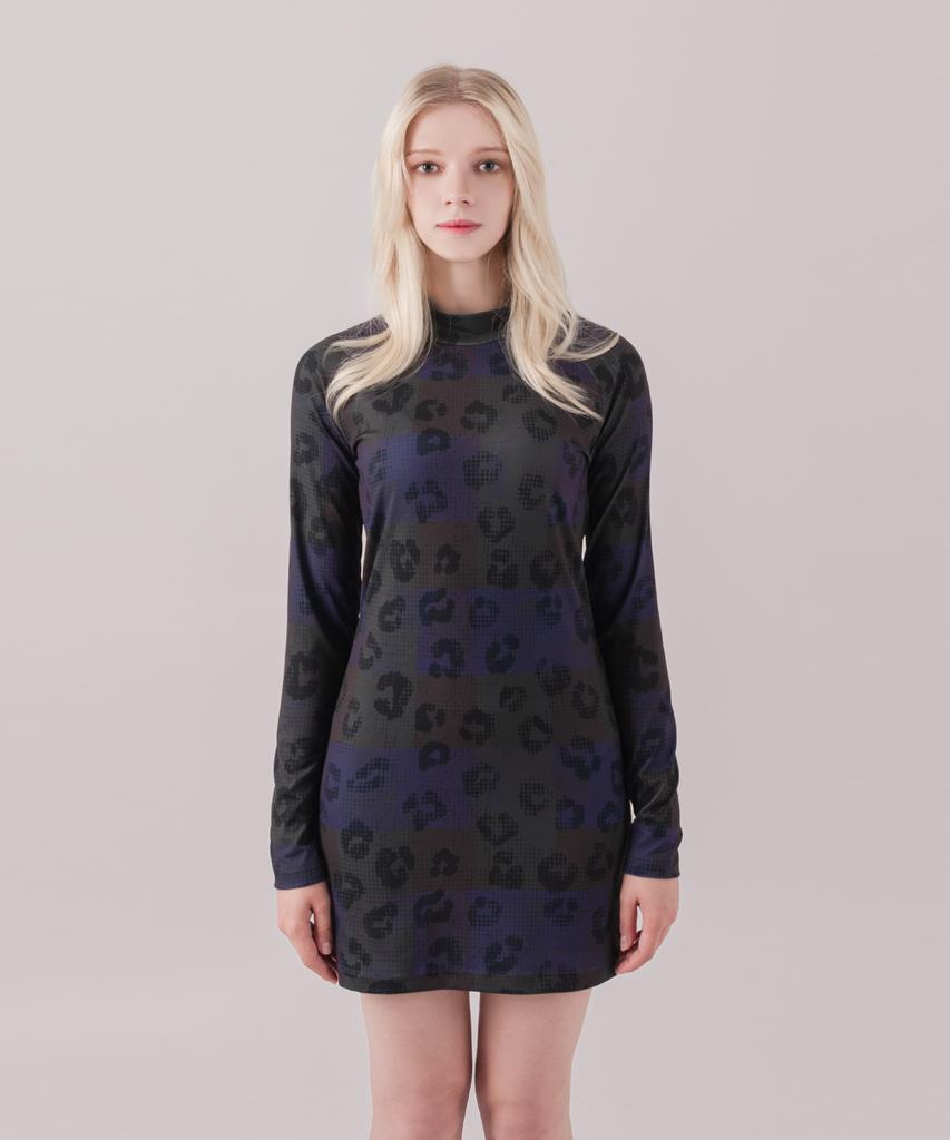 SSQR Raglan Stretch Print Mini Dress Dg_01