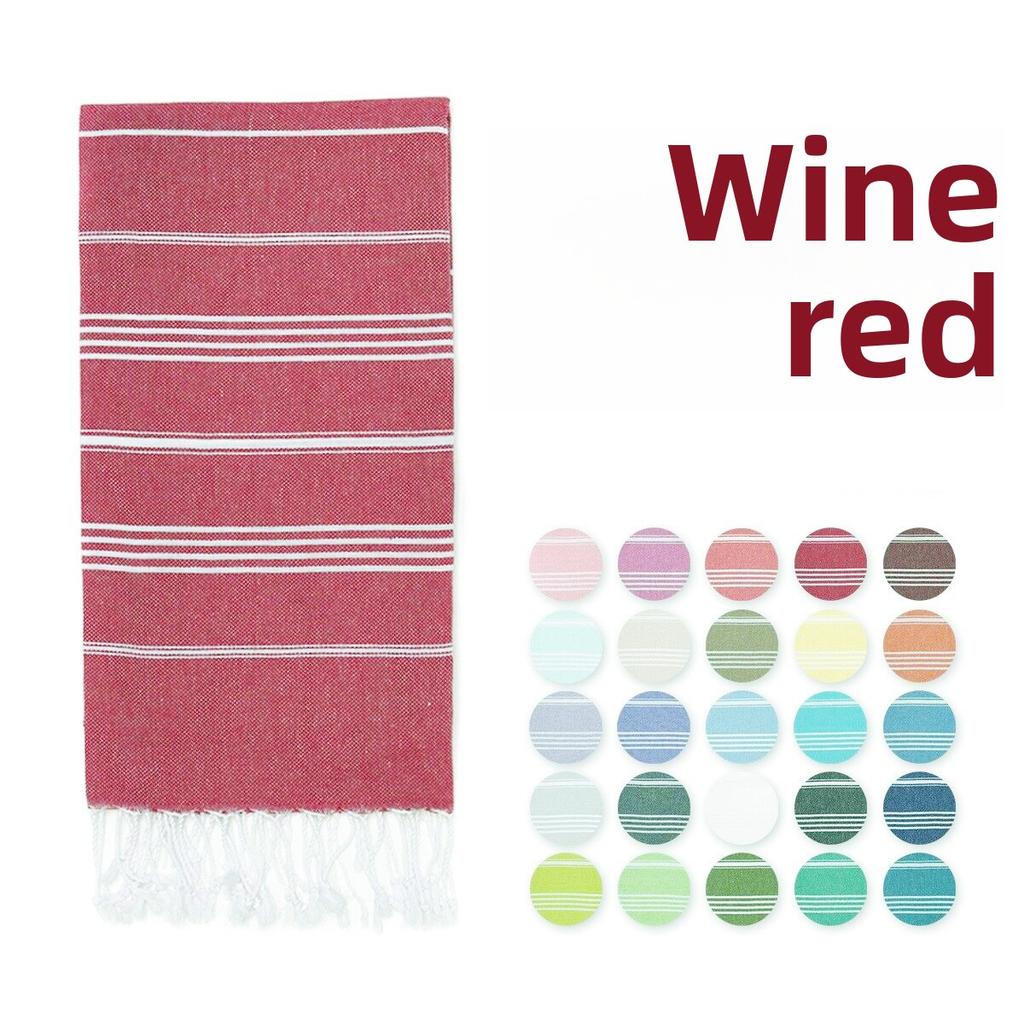 Woven Cotton Blanket Outdoor Blanket Foreign Trade  Beach Towel Color Bath Towel Tassel Striped Polyester Cotton Beach Towel