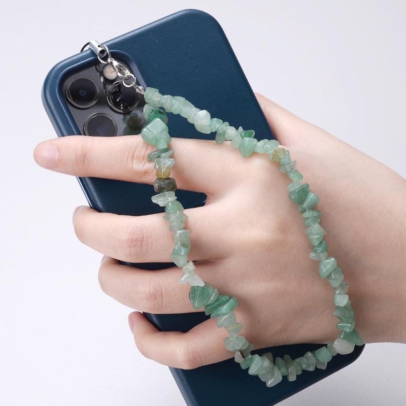 Creative Gravel Stone Mobile Phone Chain Women Girls Natural Bead Anti-Lost Fashion Jewelry Cellphone Strap Lanyard Hanging
