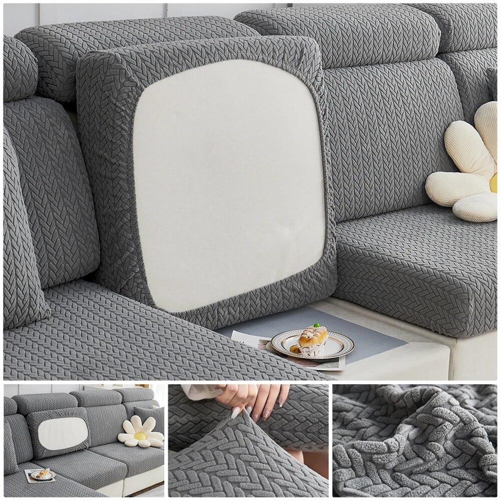 Huse elastice de perne de canapea îngroșate model Jacquard Husă de scaun pentru canapea de protecție pentru sufragerie în formă de L husă de canapea de colț