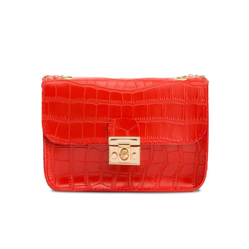 Guangzhou Women's Bag Winter Crocodile Pattern Lock Chain Small Square Bag Single Shoulder Oblique Span Candy Color Mobile Phone Bag