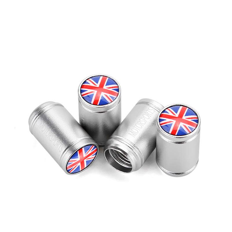 4Pcs UK England British Flag Bike Moto Car Wheel Tires Valve Caps Cover For Vauxhall Mini Cooper Ford Kia Hyundai VW Accesories