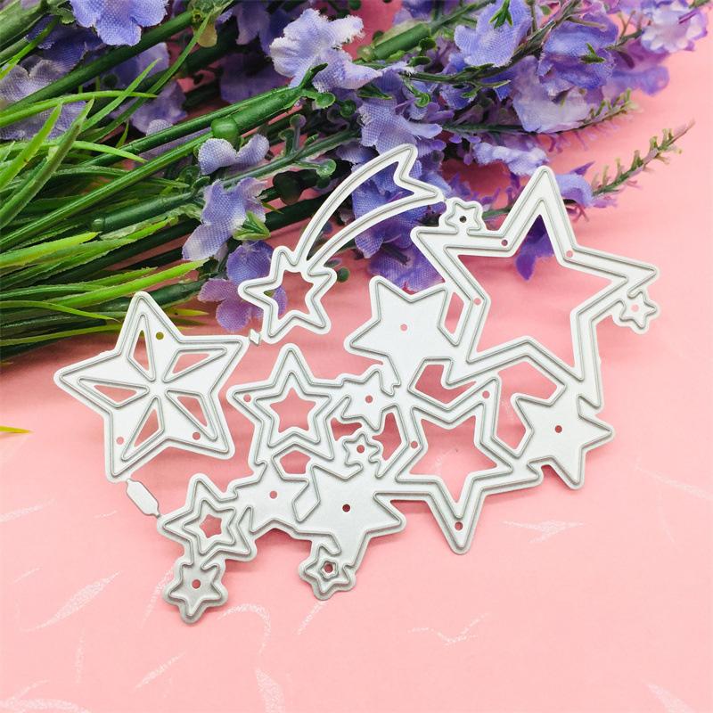 

Несколько звездных полых дизайнерских стилей, трафарет для резки металла для DIY, скрапбукинг, альбом, фототиснение, бумажная карта, ремесленный декор серебряный