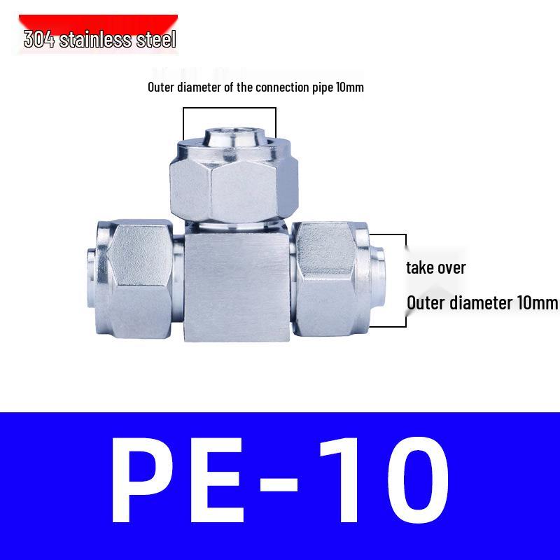 Trachea Quick-Connect T-Nozzle Adapter for Air Pumps and Compressors, with PE Pneumatic Lock Nut, Reducer, and PEG4 6/8mm Compatibility.