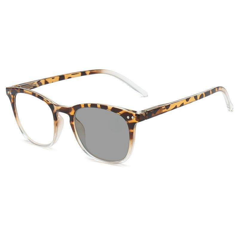 Square Optical Trendy Women Photochromic Reading Glasses Vintage Tortoiseshell Frames Eyewear for Men 0TO +4.0