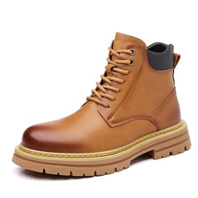 FashionRetro Leather Non-slip Platform Boots for Men Designer Soft-soled Autumn Winter Men's Shoes Fashion Casual Male Work Boots