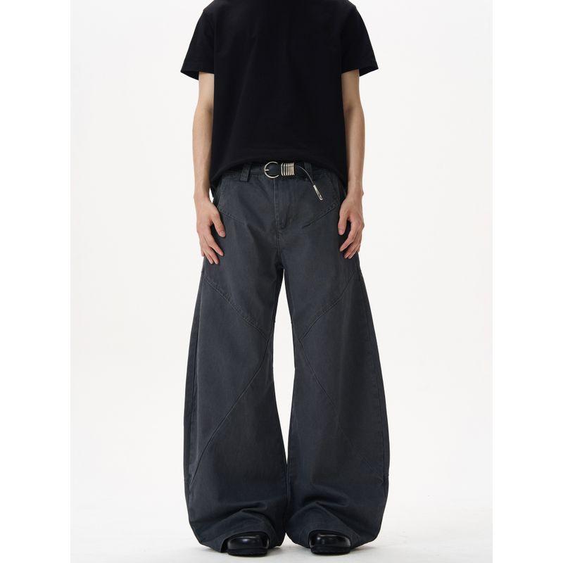 Kisko American Retro Cut-And-Sew Design Scimitar Cargo Pants Unisex Loose Cleanfit Casual Pants