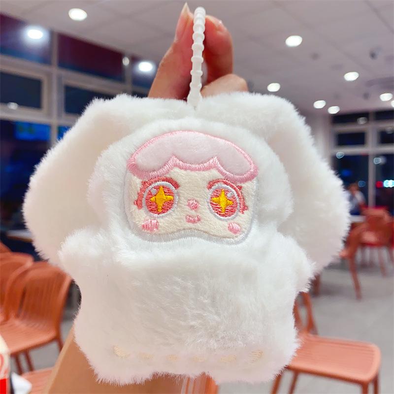 Three-Year-Old Rabbit Plush Squeaky Keychain Ornament for Children s Backpack белый
