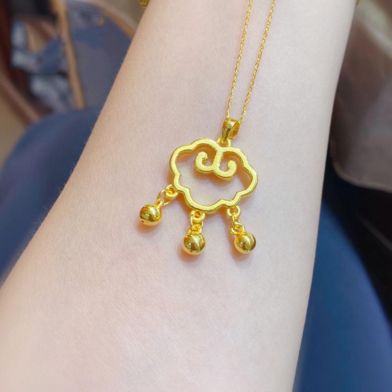 Elegant Brass Gold-Plated Vietnamese Ruyi Lock Necklace for Women