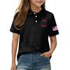 Kids Short Sleeve Polo Shirt Casual Everyday Wear Independence Day Print Tee Shirt with Button Collar and Embroidered Sleeve Patch for Boys