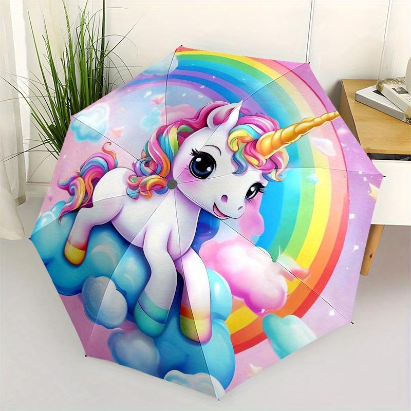 

1pc Unicorn Rainbow Fantasy Clouds Umbrella with Plastic Handle,Suitable for All Seasons Home Travel Outdoor UmbrellaB1865