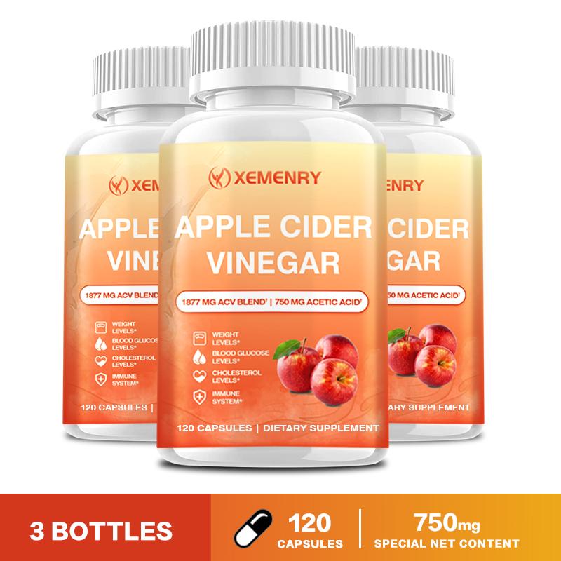 Premium apple cider vinegar capsules, each containing 1877 mg, gentle and easily absorbed, suitable for both men and women.