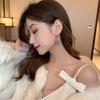 Temperament square checkerboard rhinestone earrings women, design sense small fragrant style earrings Internet celebrity earrings