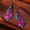 Hong Kong Retro Geometric Acrylic Earrings - Color Block Design for Fall/Winter