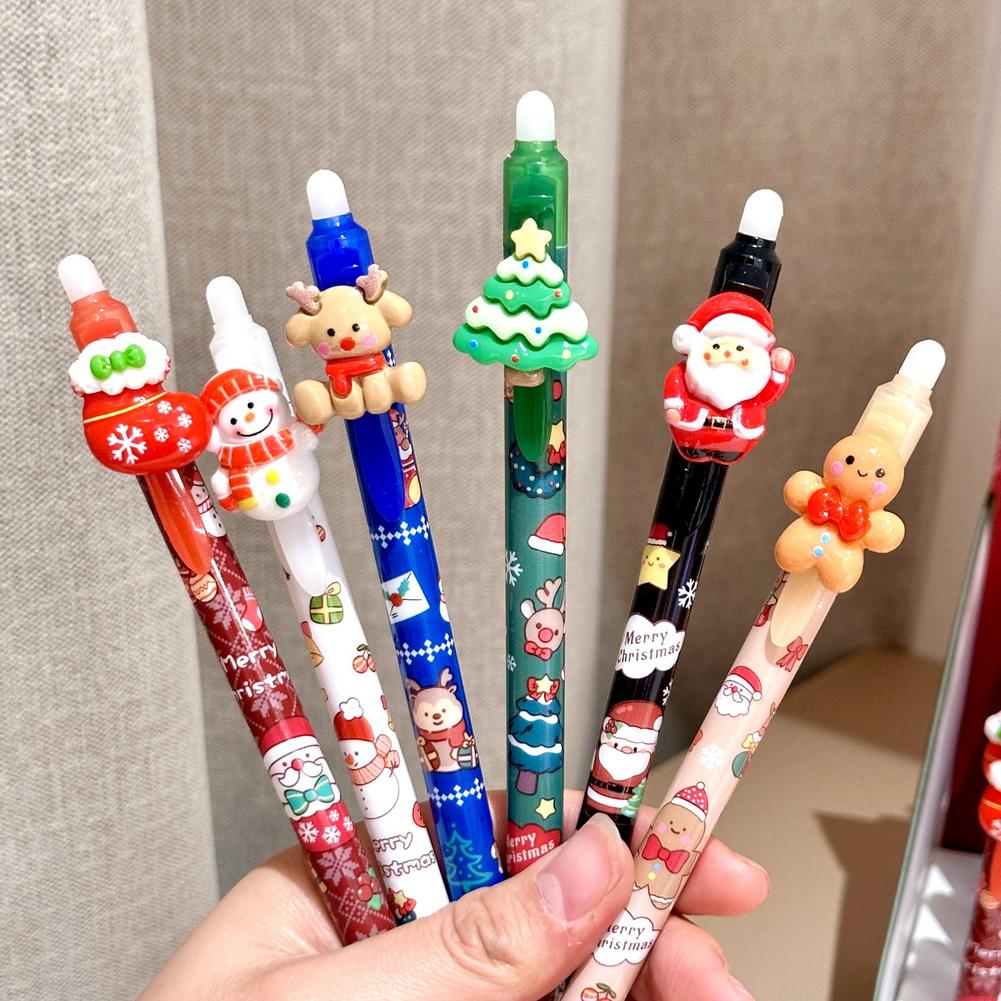 12PC Cartoon Christmas 0.5mm Gel Pen Cute Student Quick Dry Black write Ink Pen High Quality Office Signature Pen Christmas Gift