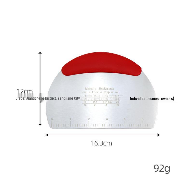 Stainless Steel Half-Round Dough Cutter and Scraper with Scale for Baking