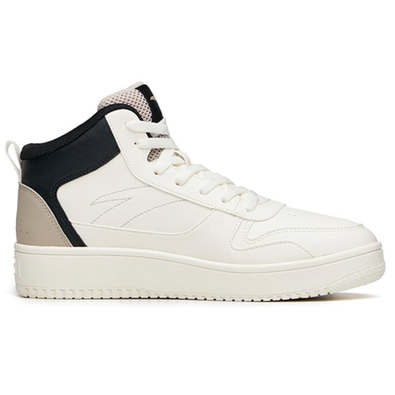 Anta Life Collection Anti Slip Wear Resistant High Top Skateboard Shoes Men's White Black Sneakers 912038010-17