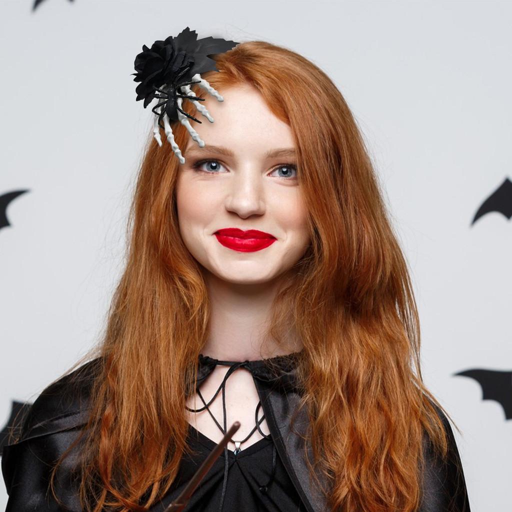 Rose Halloween Black Skull Claw Hair Clip With Spider For Accessories Costume