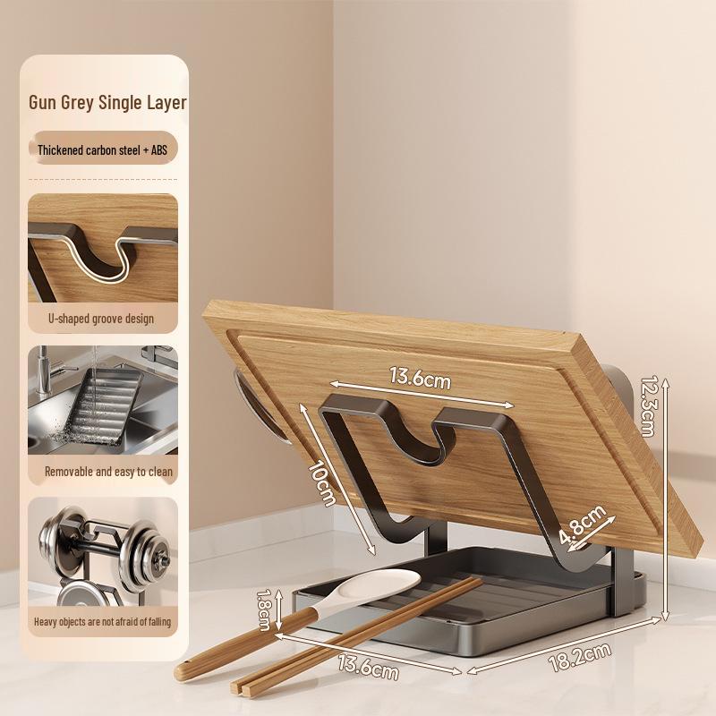 Foldable Tiered Countertop Lid Rack & Cutting Board Organizer