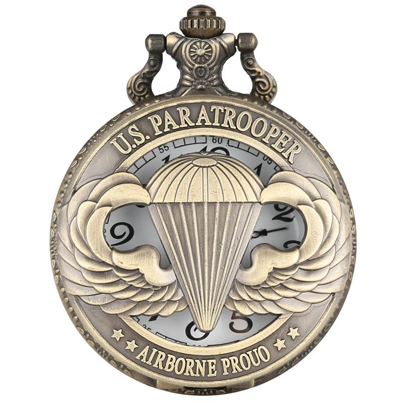 

Features Airborne Badge Hollow Quartz Pocket Watch Gentleman s Necklace Pendant Clock Men s And Women s Jewelry Gifts бронзовый
