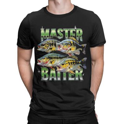 Vintage Master Baiter Baars Vissen Visser Grappig Meme T-shirt voor Mannen Ronde Hals Katoenen T-shirt Korte Mouwen T-shirt Gedrukt Naar...
