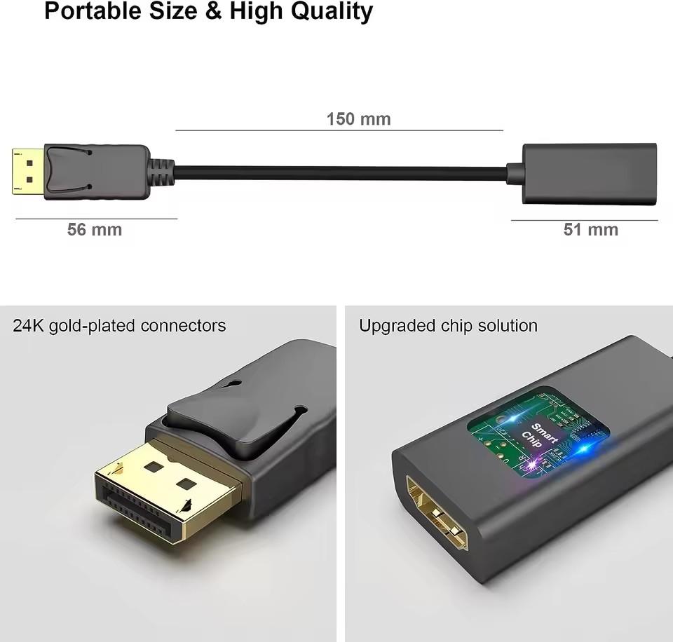 4K Display Port DP To HDMI-compatible Cable Adapter DisplayPort Male To HDTV Female Converter Cable for PC TV Laptop Projector