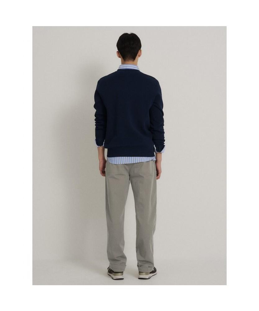 Binpolmen Textured Henley Neck Knit Navy