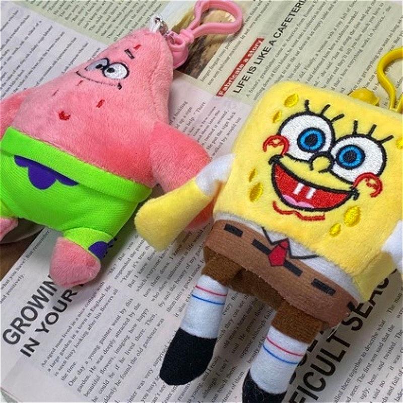 SpongeBob And Patrick Star Plush Keychain Cute Backpack Pendant For Students Couple Gift