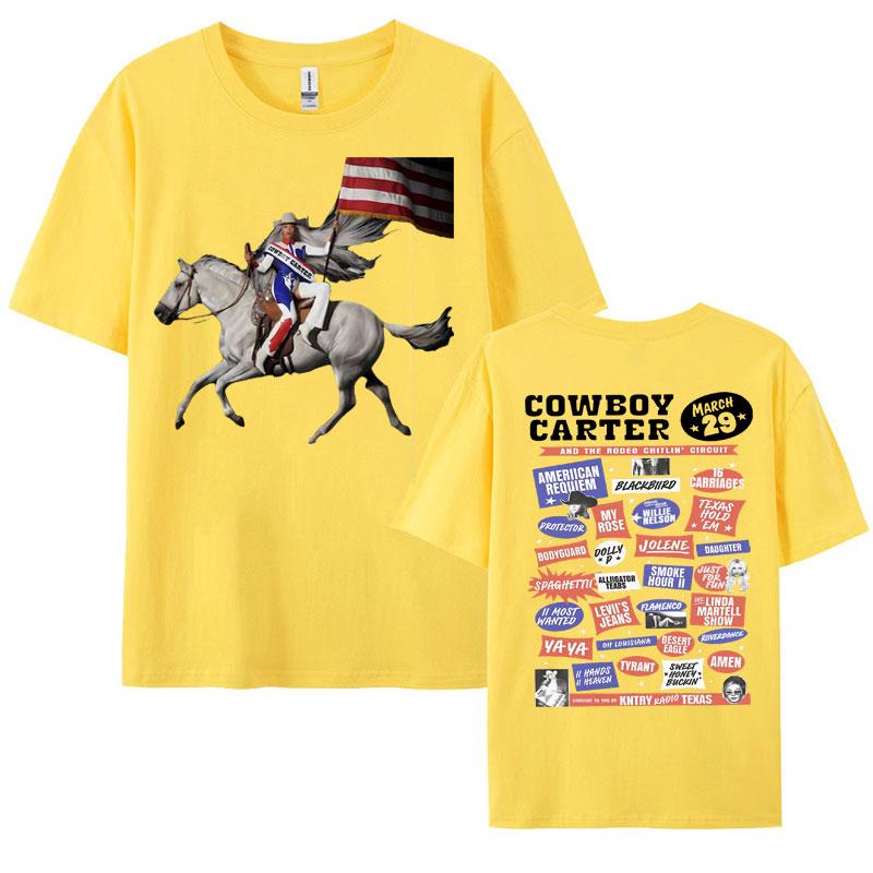 Beyonce Cowboy Carter New Album Tshirts WomenMen Vintage Cotton Short Sleeve T Shirt Fashion Clothing Streetwear Girls Tshirt